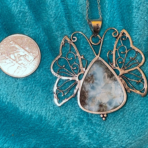 Caribbean Larimar Handcrafted butterfly pendant - Picture 5 of 9
